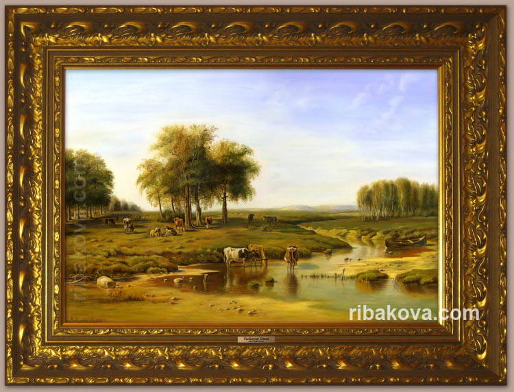 Сельский русский пейзаж, копия картины.